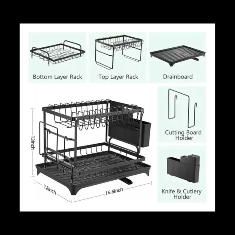 🧼 Estante Organizador y Escurridor de Platos 4 en 1 – Ahorra Espacio y Mantén tu Cocina Impecable