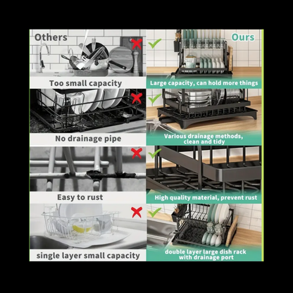 🧼 Estante Organizador y Escurridor de Platos 4 en 1 – Ahorra Espacio y Mantén tu Cocina Impecable